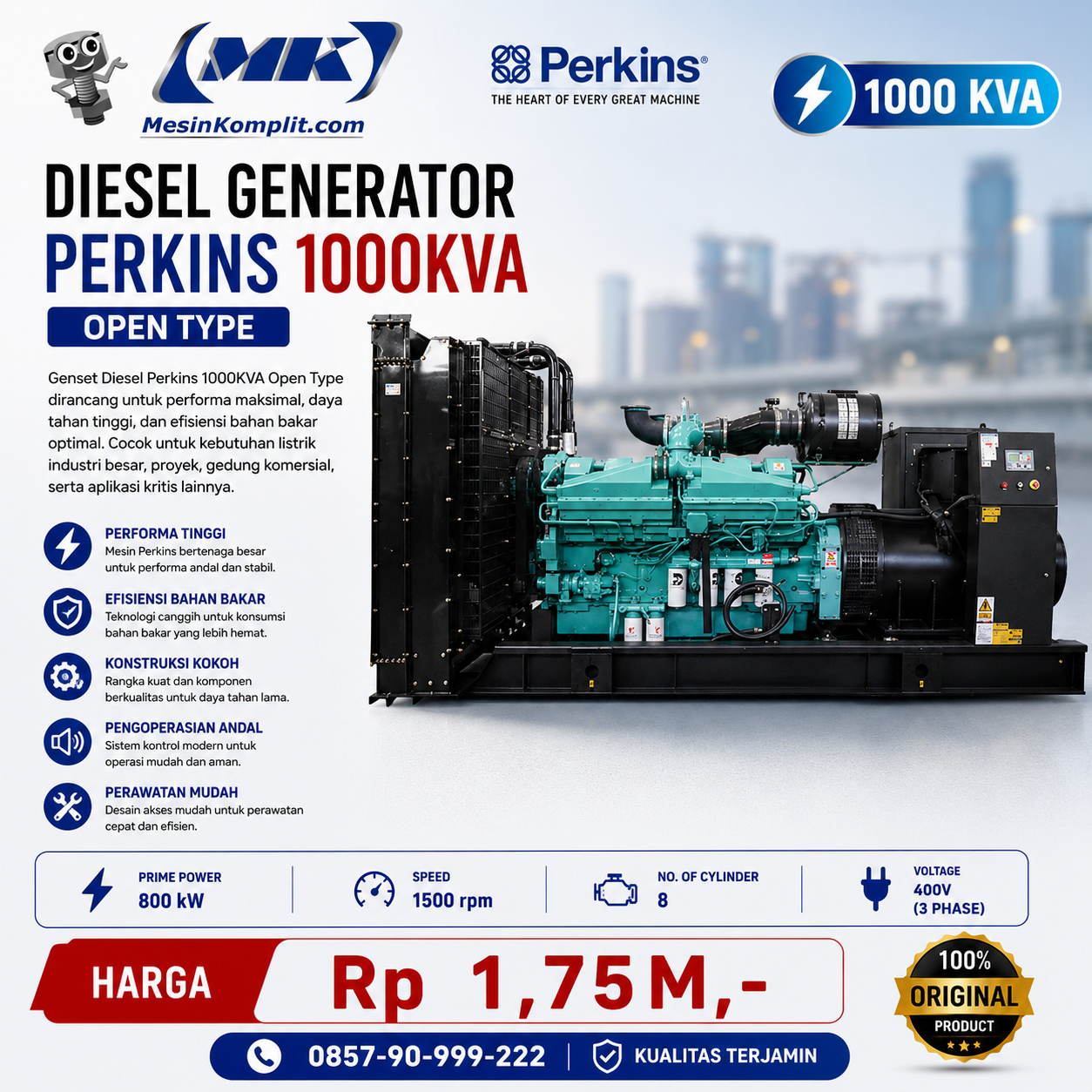 Genset 1000kva 800kw...